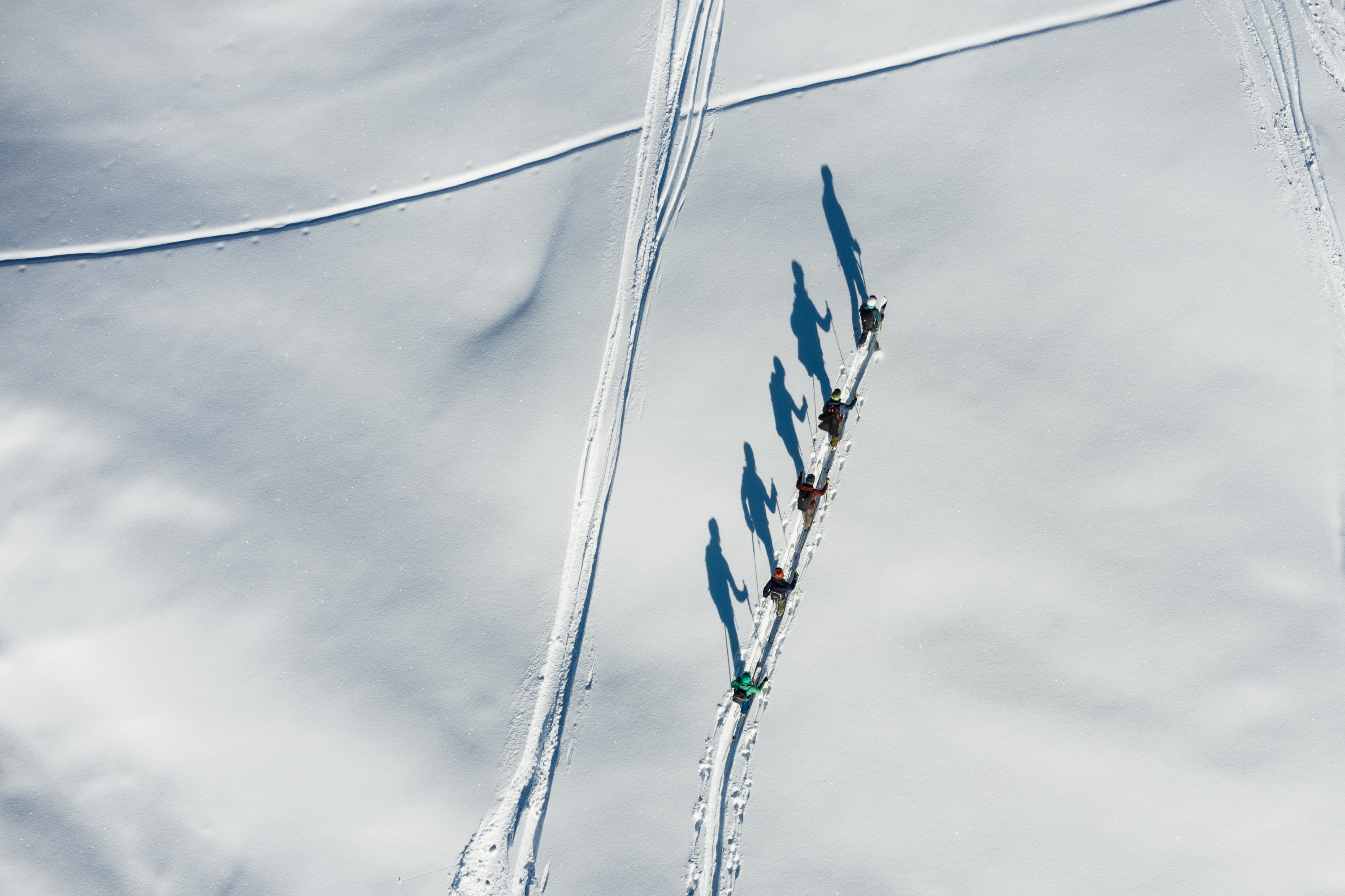 Aerial view of riders on the mountain