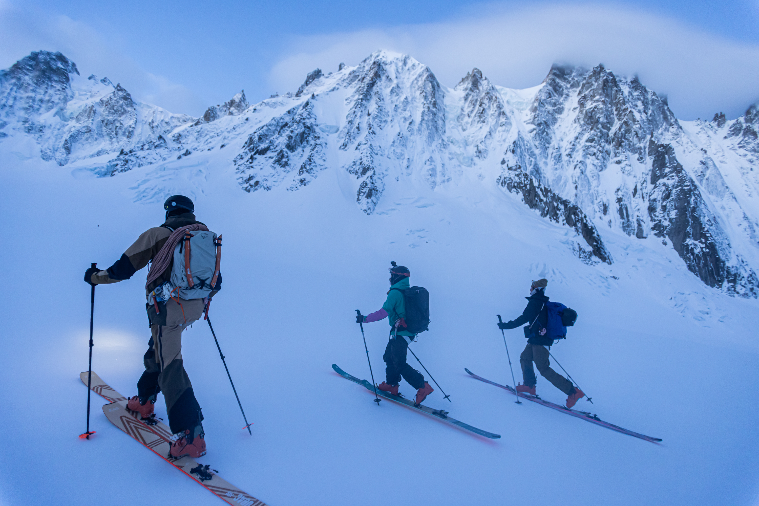Ski touring above Argentière