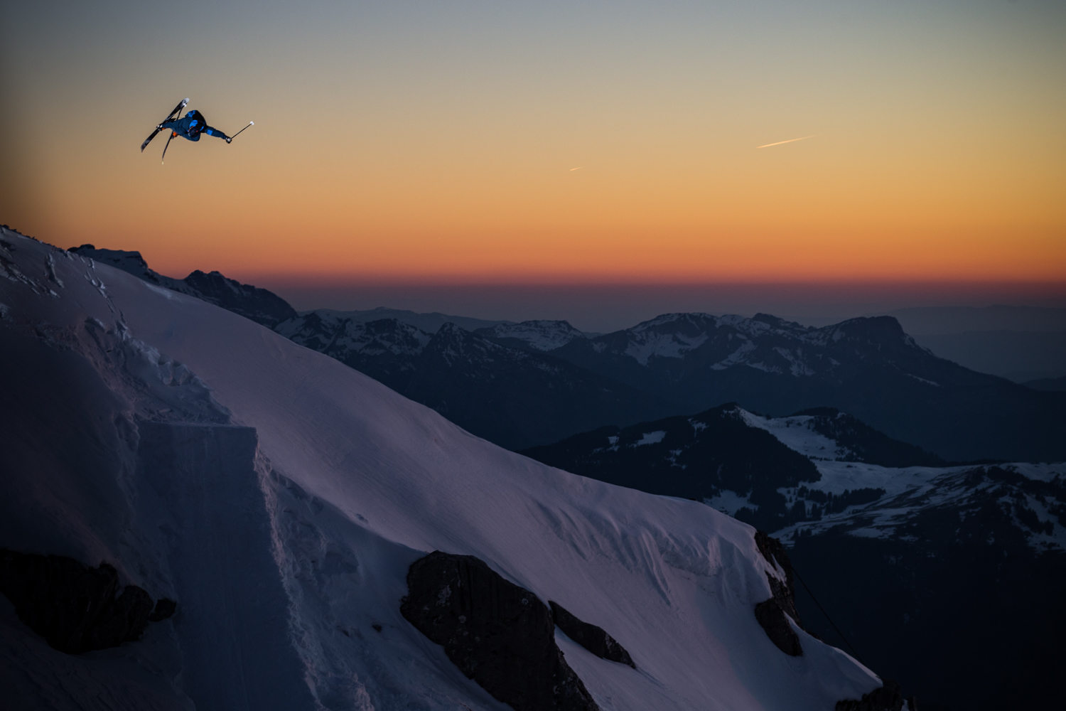 Safety Angel skiing at night